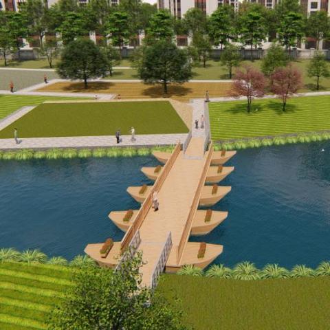 花園式小區(qū)景觀浮橋