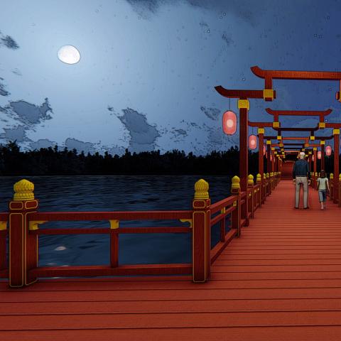 西安大明宮夜游景觀浮橋